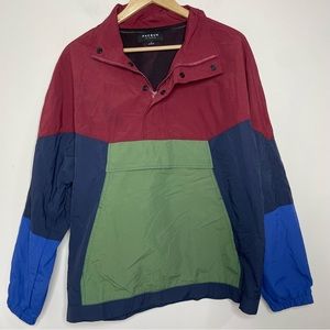 PACSUN 80s 90s Men's S Colorblock Pullover Windbreaker Jacket Blue Red Green